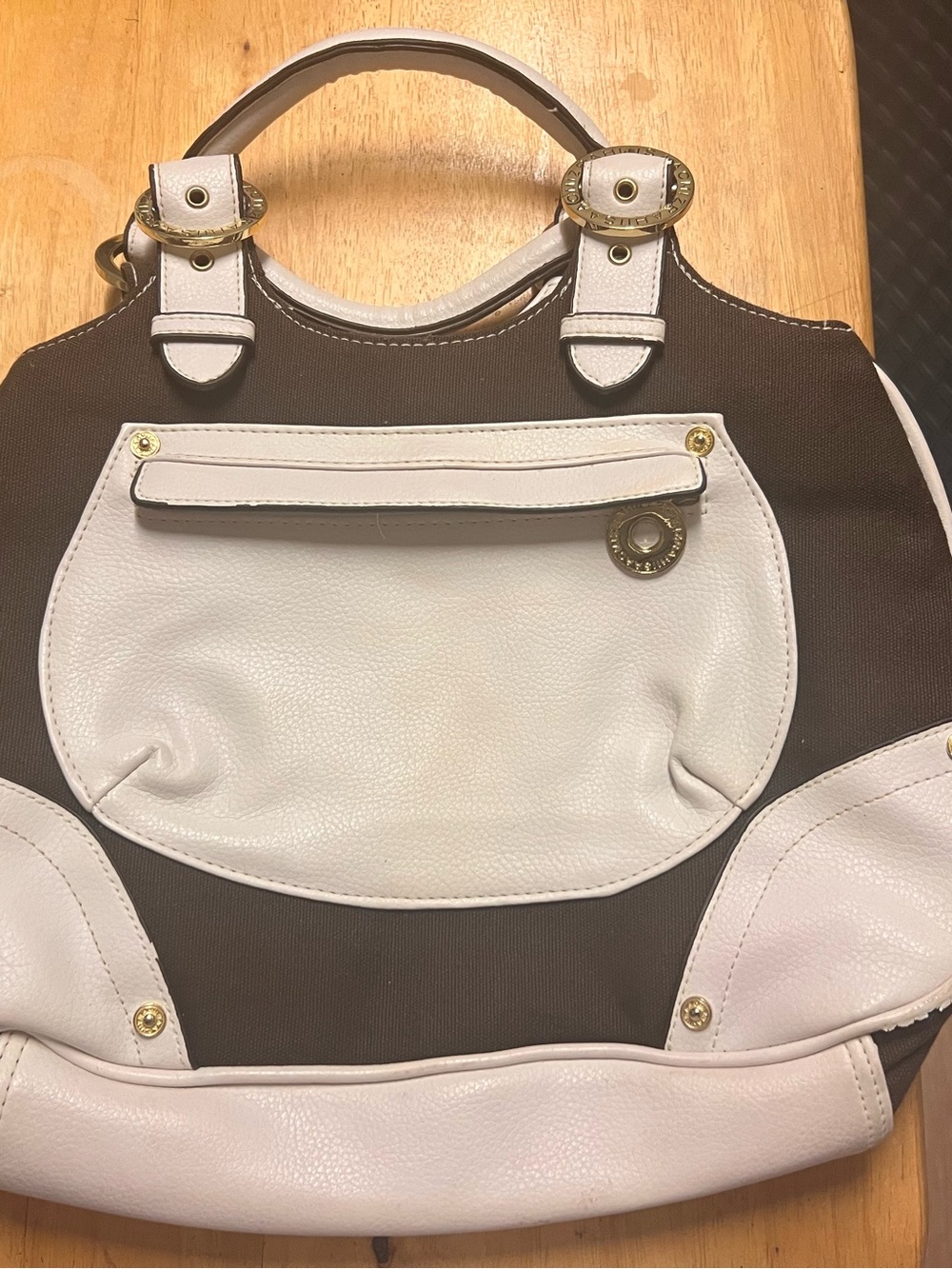 Women's Two-Tone Brown and White Tote Bag - Chic Everyday Carry
